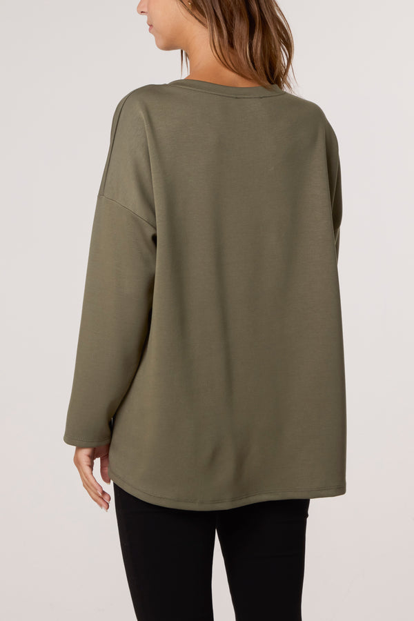 Qed London J'Adore Diamante Round Neck Sweat Top