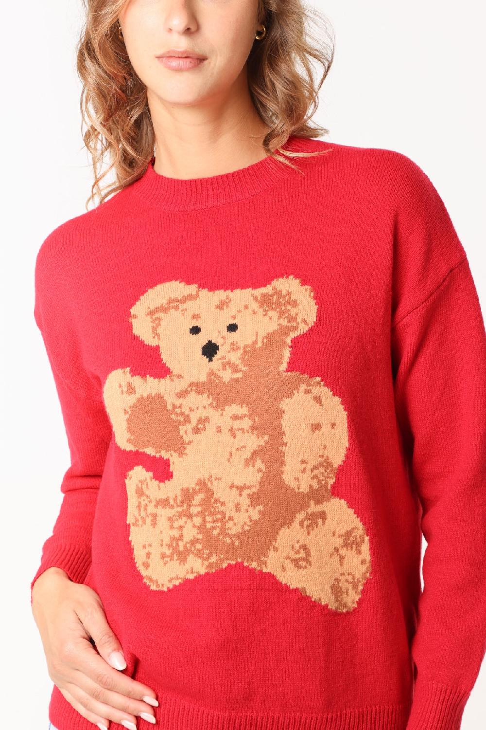 Qed London Jacquard Crew Neck Bear Jumper