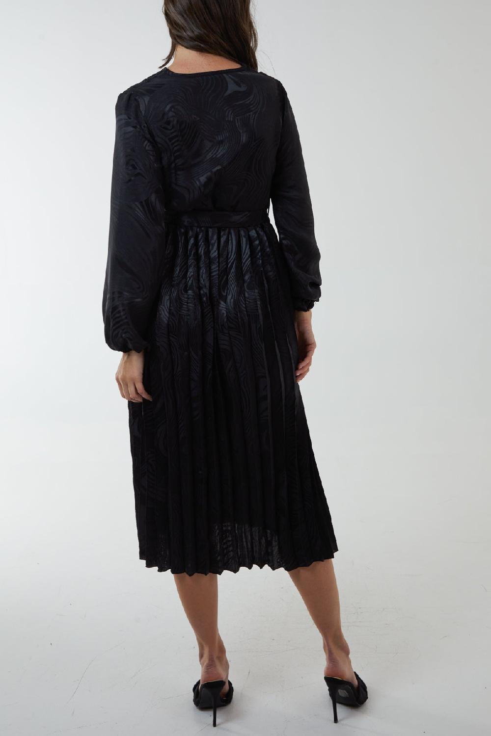Qed London Jacquard Wrap Front Belted Midi Dress