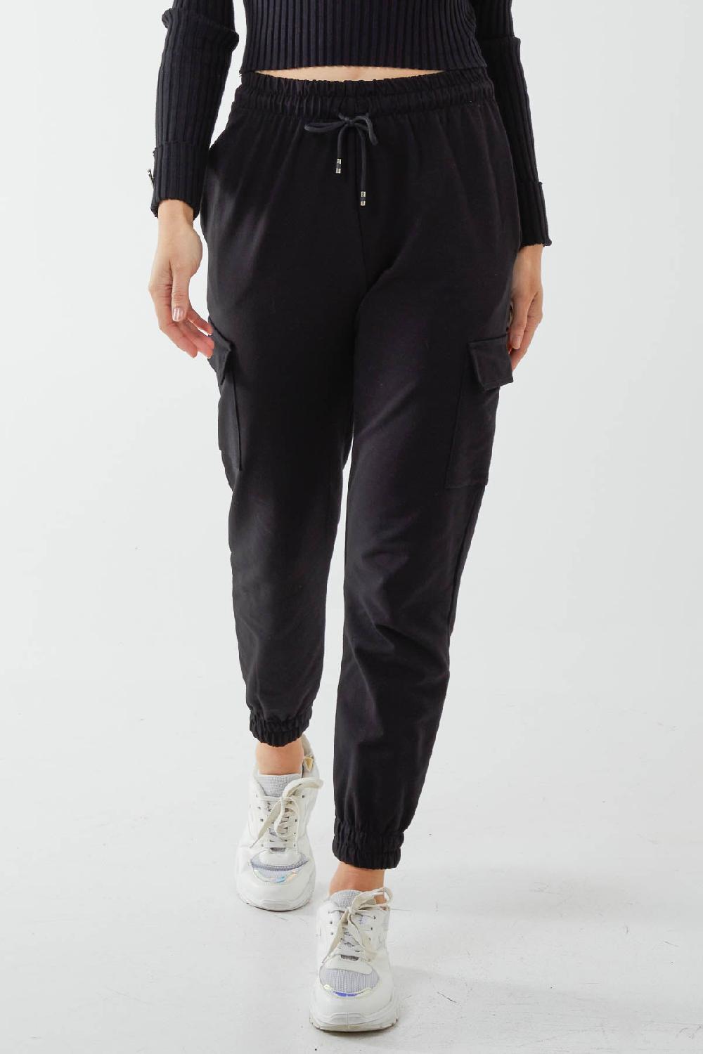 Qed London Jersey Cotton Blend Cargo Trousers
