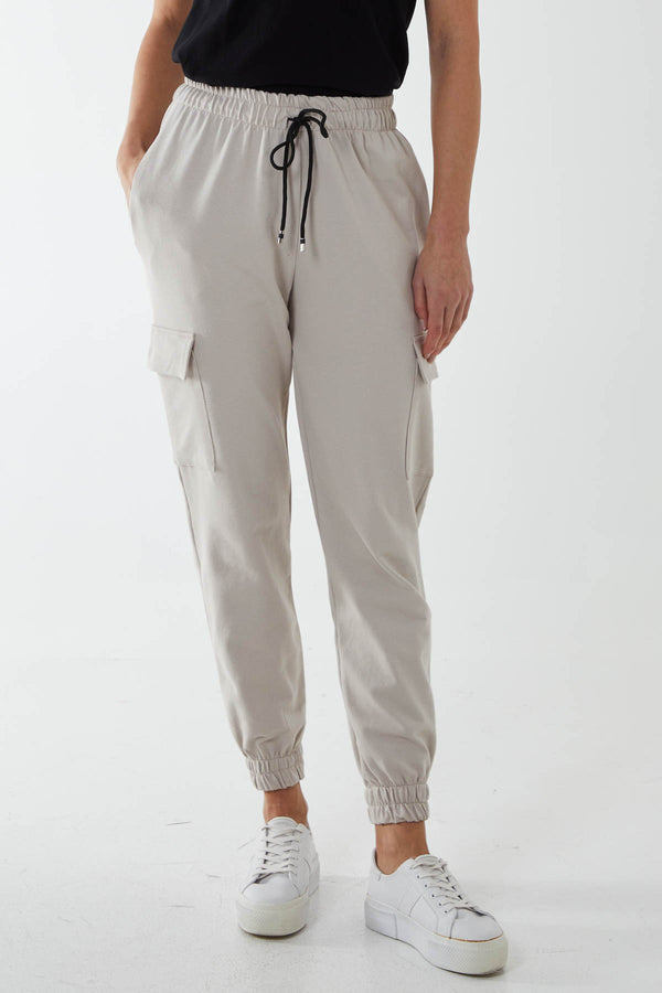 qed london Jersey Cotton Blend Cargo Trousers