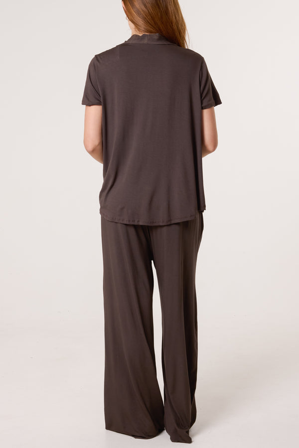 Qed London Jersey V-Neck Top & Trousers Set