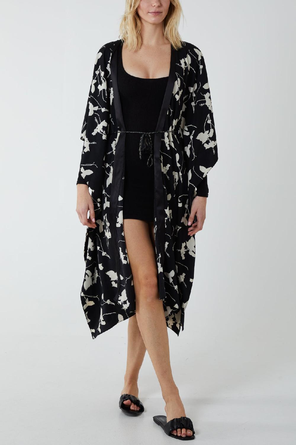 Qed London Kimono Midi With Satin Bands