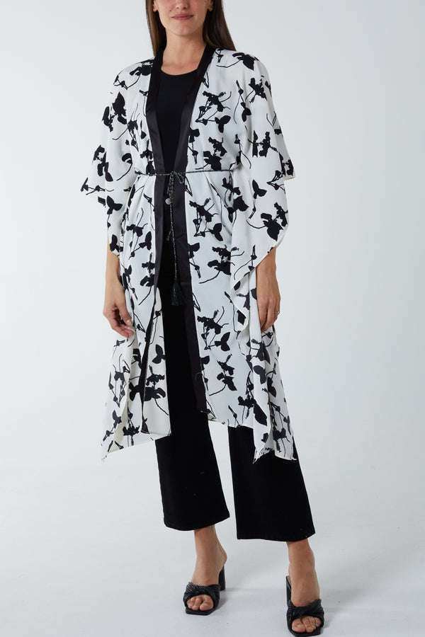 Qed London Kimono Midi With Satin Bands