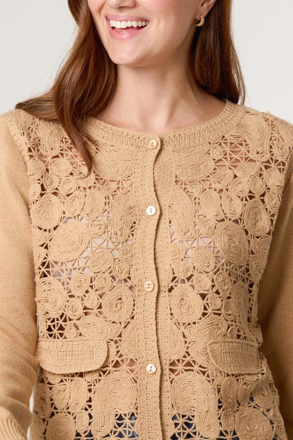 Qed London Knit Crochet Circles Cardigan