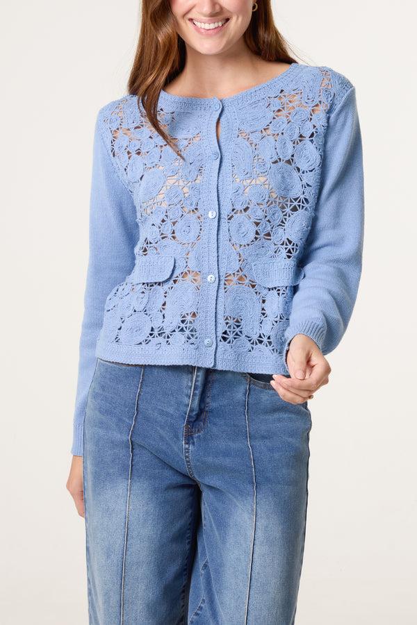 Qed London Knit Crochet Circles Cardigan
