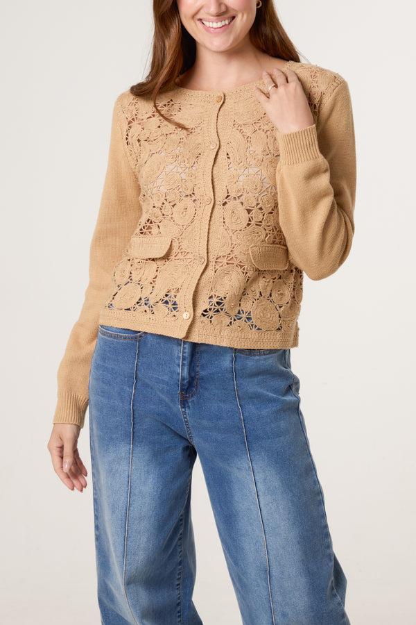 qed london Knit Crochet Circles Cardigan