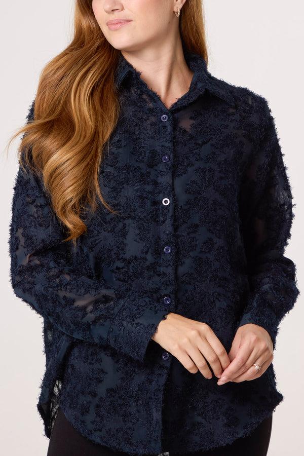 Qed London Knit Detail Mesh Shirt