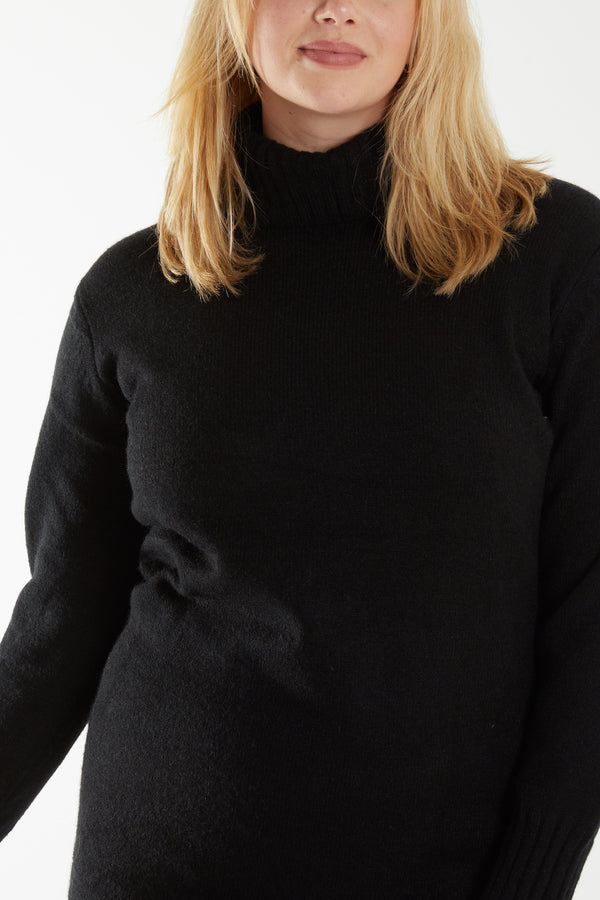 Qed London Knit Roll Neck Midi Jumper Dress