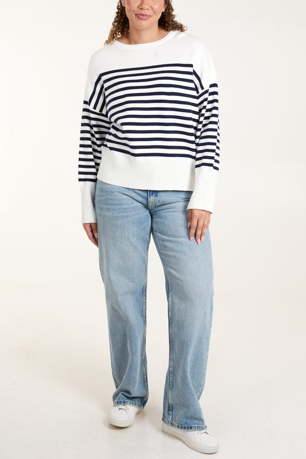 Qed London Knit Stripe Round Neck Jumper
