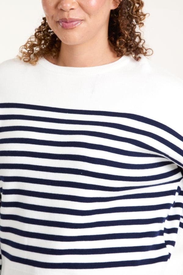 Qed London Knit Stripe Round Neck Jumper