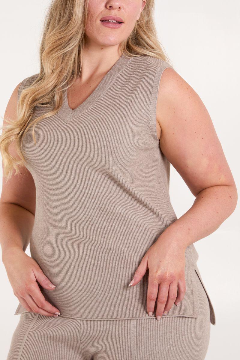 Qed London Knit Vest & Wide Leg Trouser Set