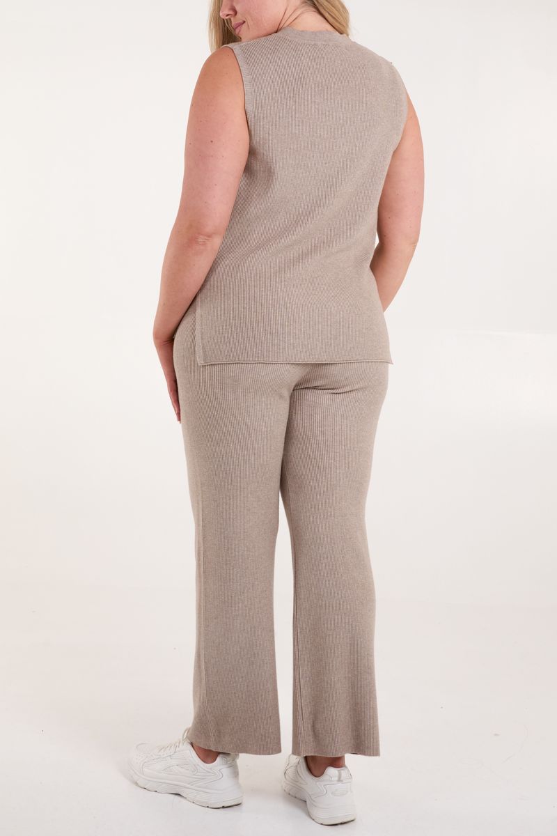 Qed London Knit Vest & Wide Leg Trouser Set