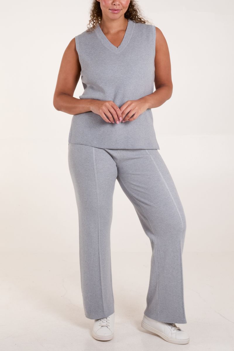 Qed London Knit Vest & Wide Leg Trouser Set