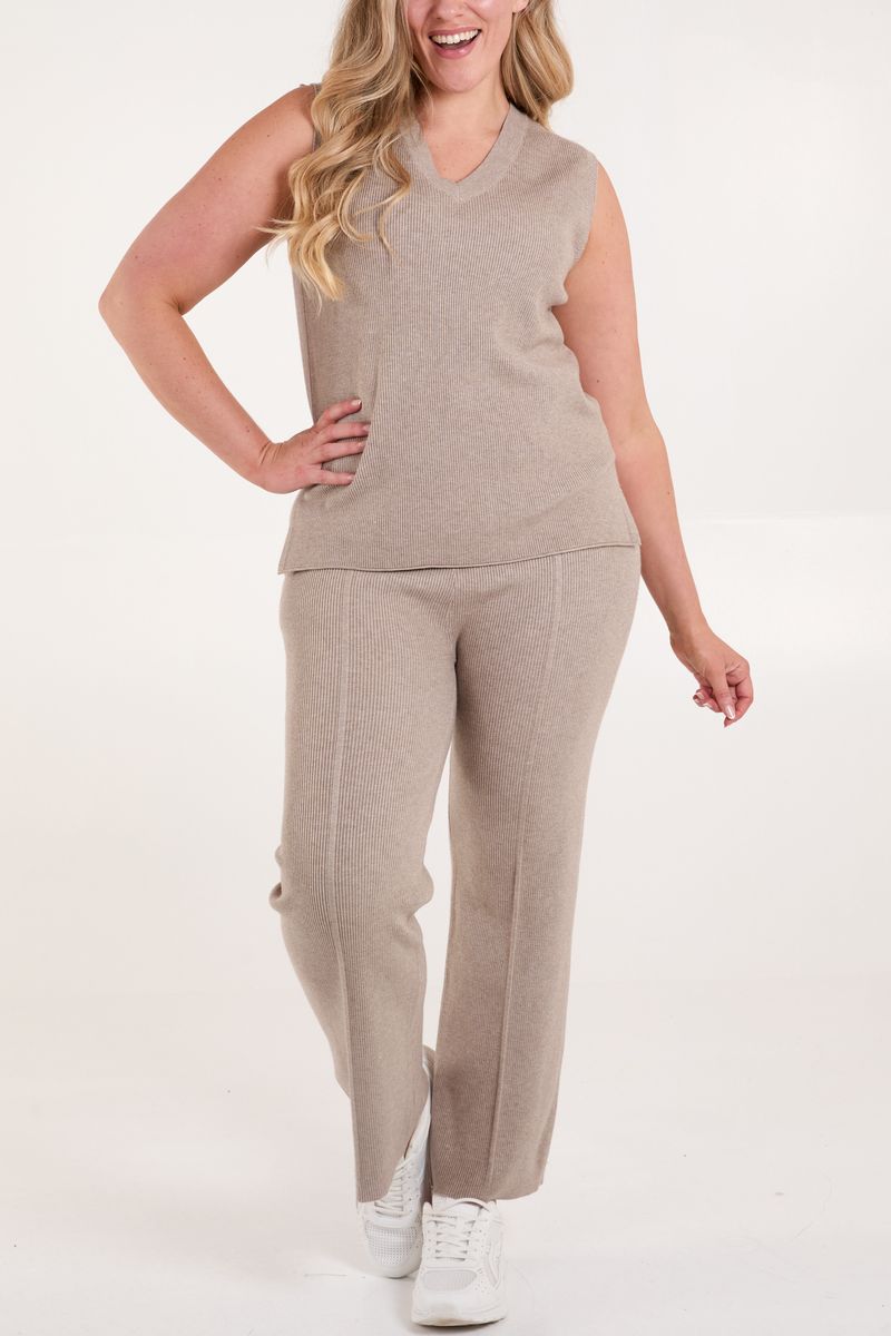 qed london Knit Vest & Wide Leg Trouser Set
