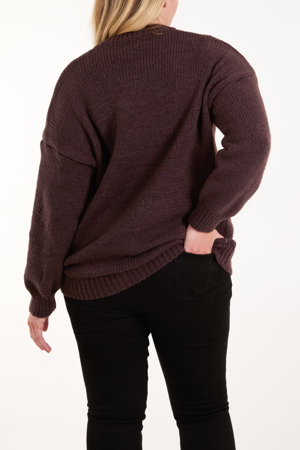 Qed London Knitted Crew Neck Jumper