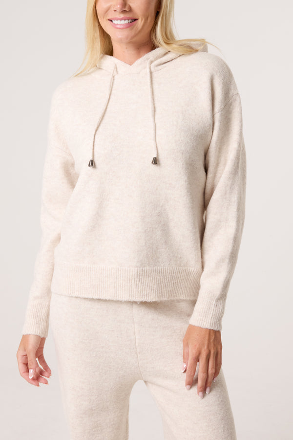 Qed London Knitted Hoodie & Wide Leg Trouser Set