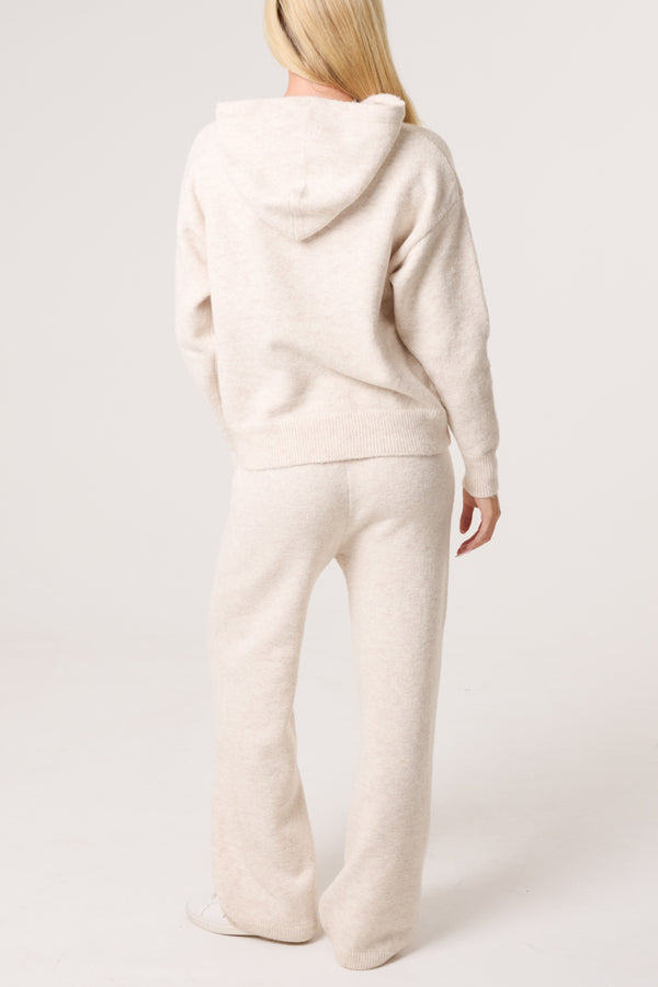 Qed London Knitted Hoodie & Wide Leg Trouser Set