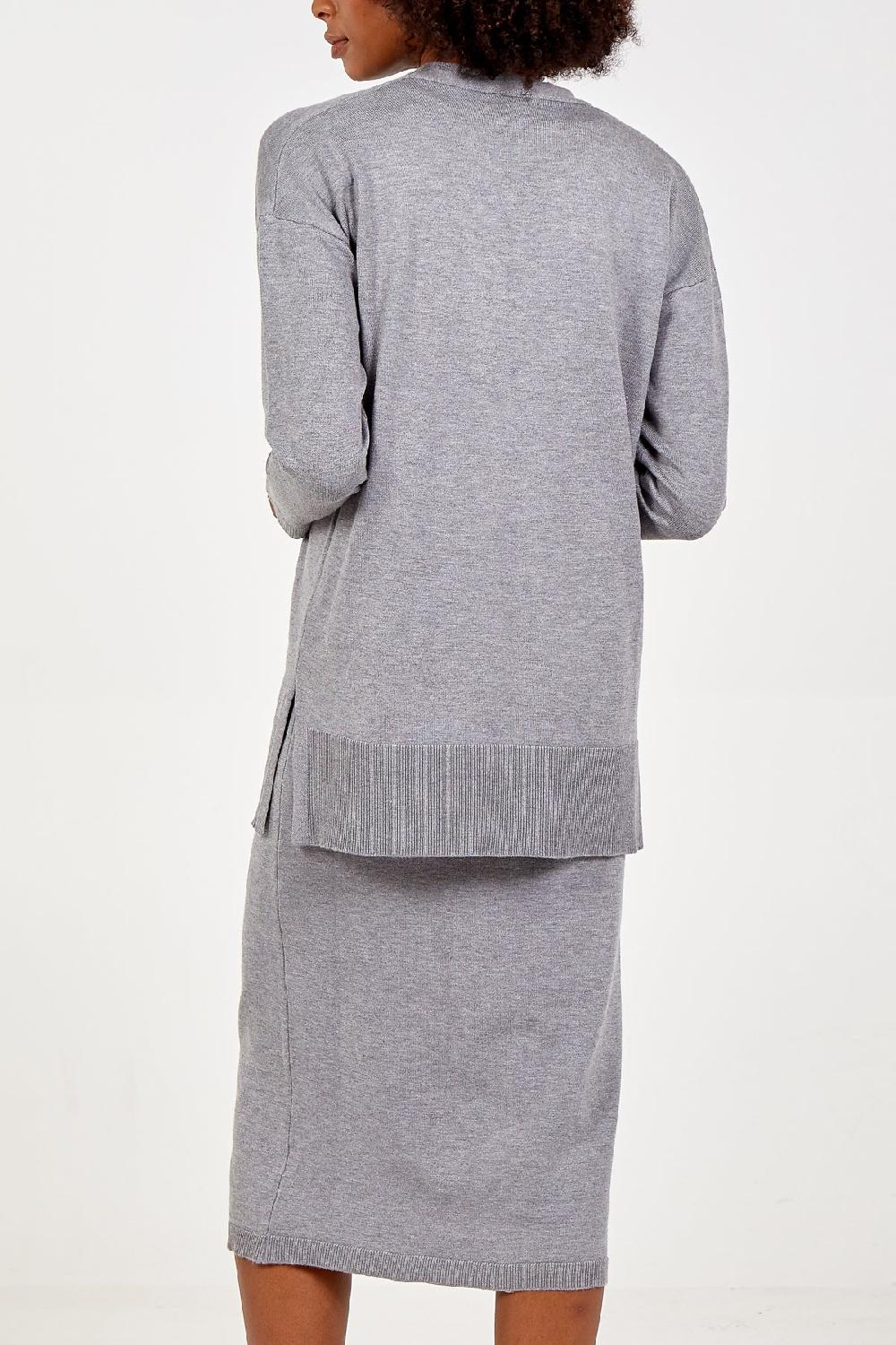 Qed London Knitted Midi Dress & Cardigan Set