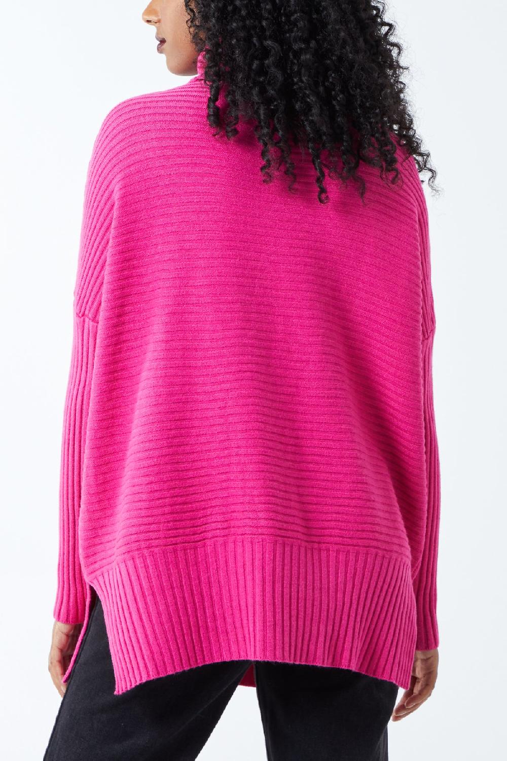 Qed London Knitted Rib Roll Neck Jumper