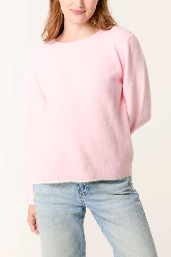 Qed London Lace Bow Back Knit Jumper