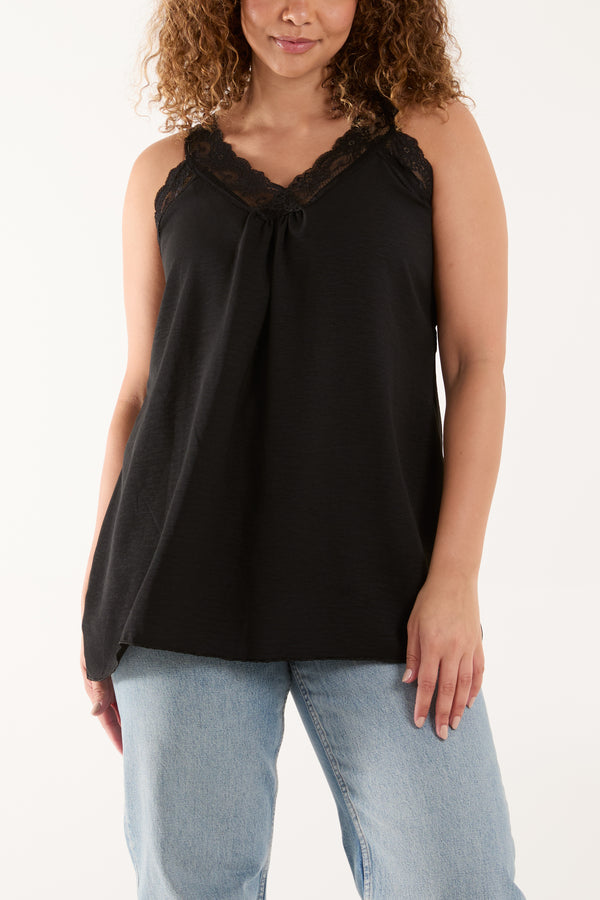 Qed London Lace Cami V Neck Top