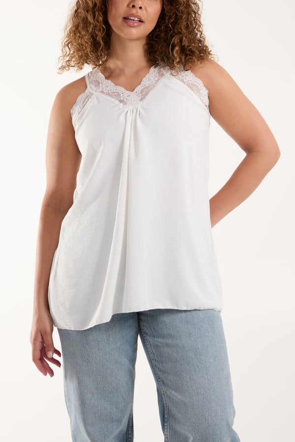 qed london Lace Cami V Neck Top