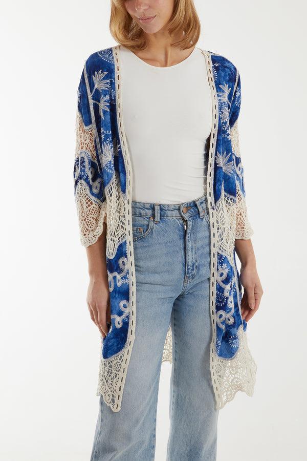 Qed London Lace Crochet Detail Kimono