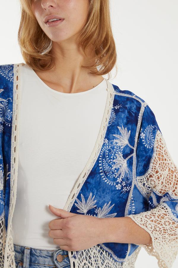 Qed London Lace Crochet Detail Kimono