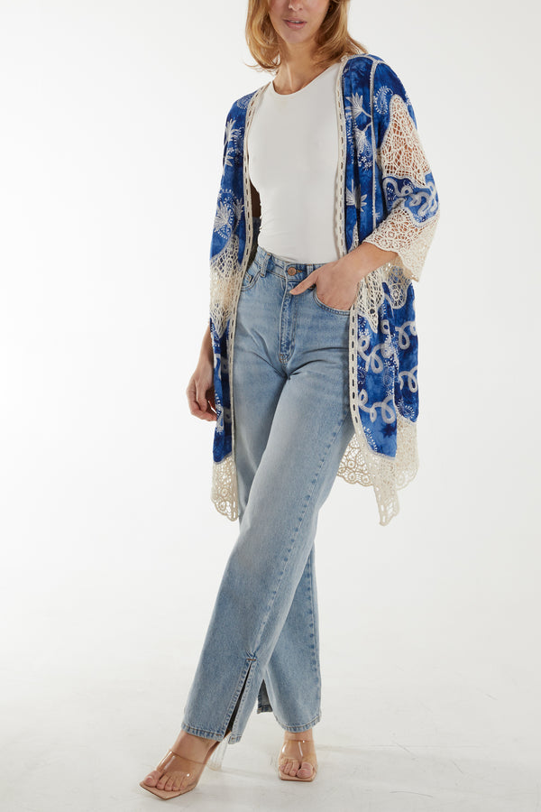 qed london Lace Crochet Detail Kimono