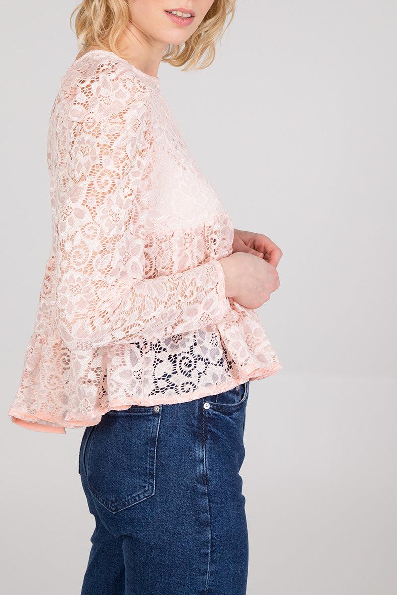 Qed London Lace Peplum Top