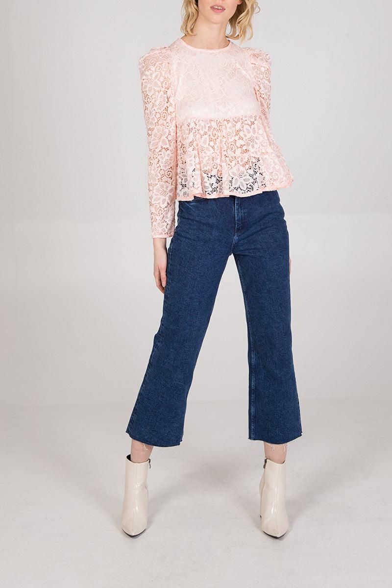 qed london Lace Peplum Top