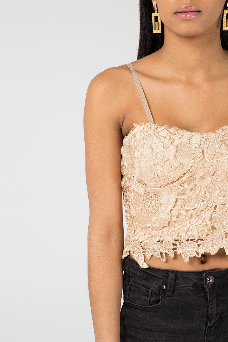 Qed London Lace & Satin Bralet Strappy Top