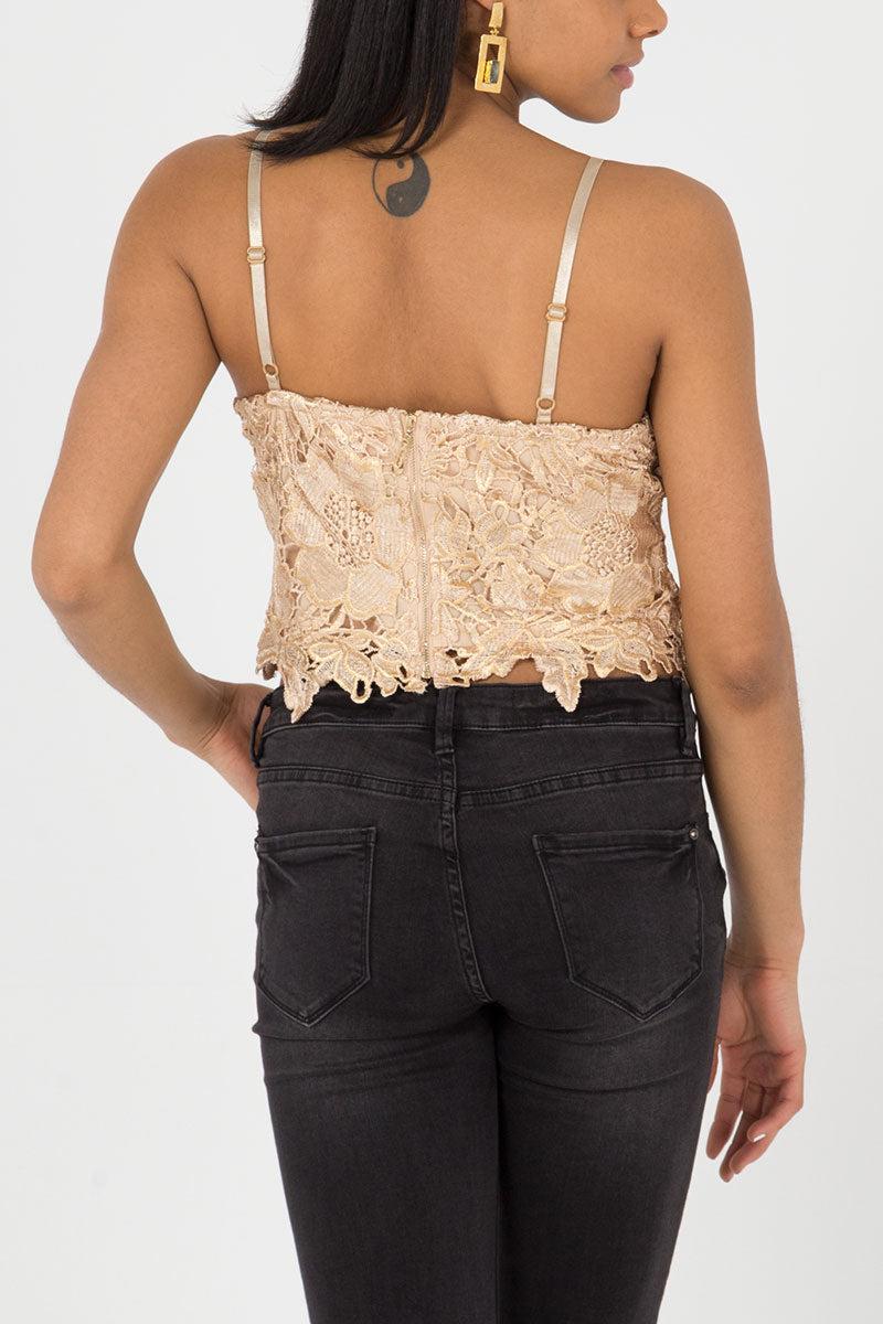 Qed London Lace & Satin Bralet Strappy Top