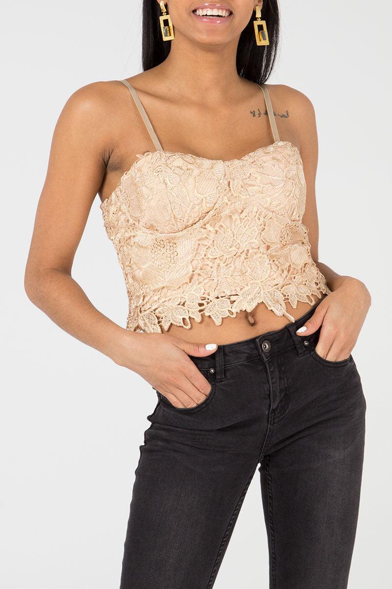 Qed London Lace & Satin Bralet Strappy Top