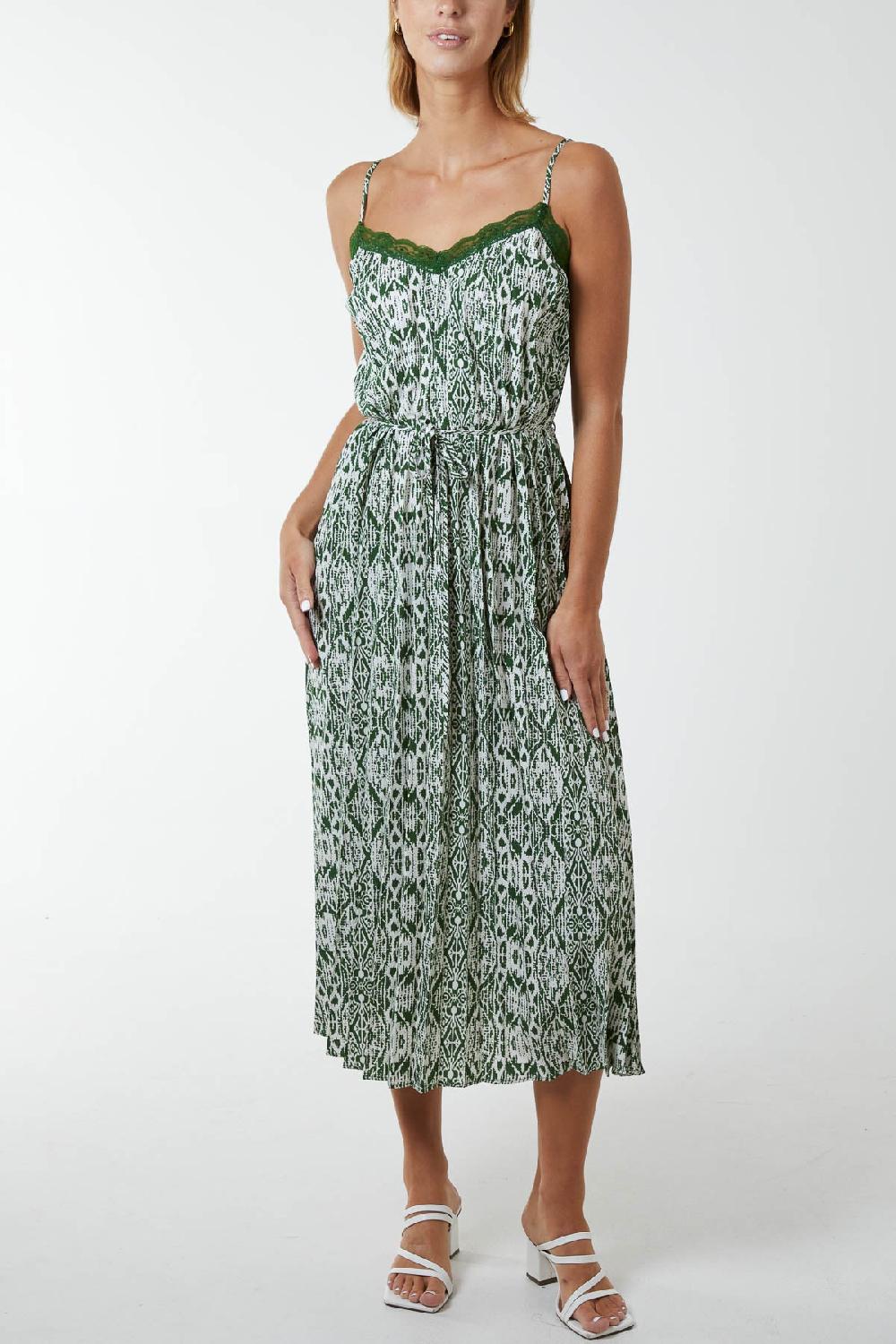 Qed London Lace Trim Aztec Printed Cami Dress