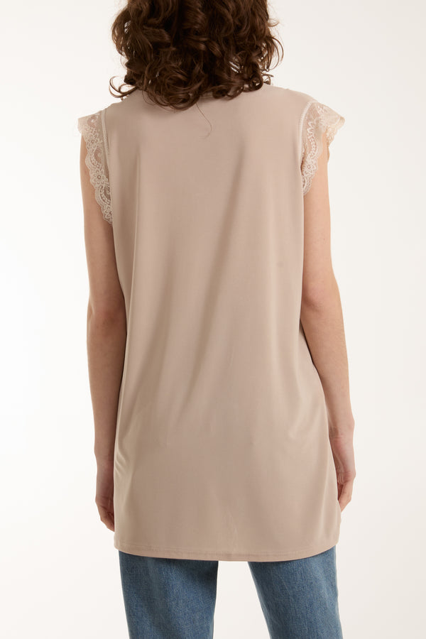 Qed London Lace Trim Sleeveless Top