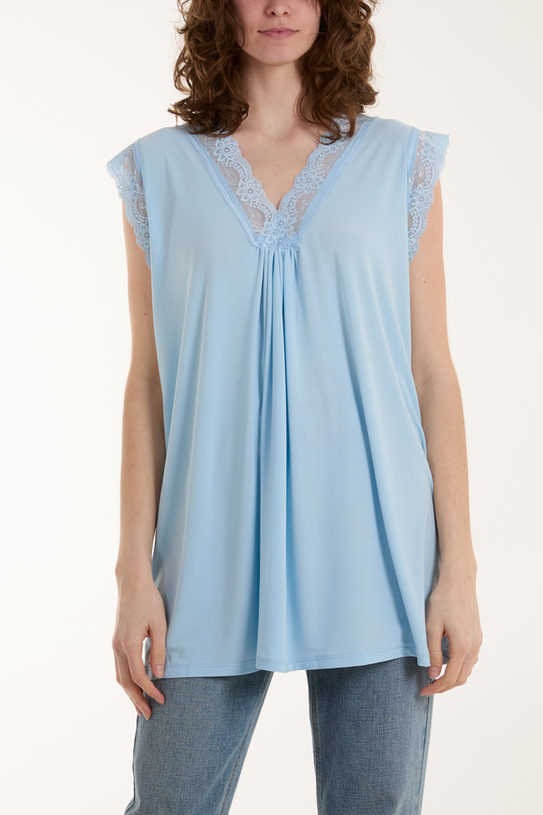 qed london Lace Trim Sleeveless Top