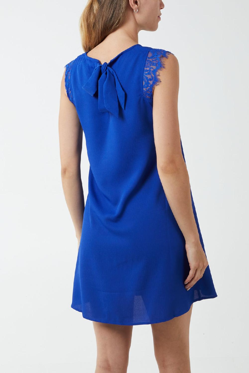 Qed London Lace Trim Swing Dress With Tie Back