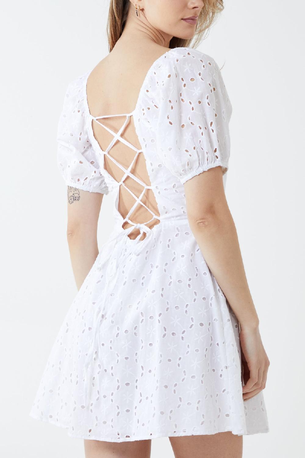 Qed London Lace Up Back Mini Dress