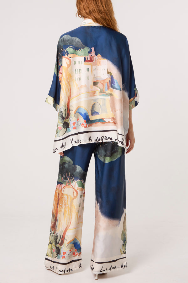Qed London Landscape Print Two Piece Satin Set