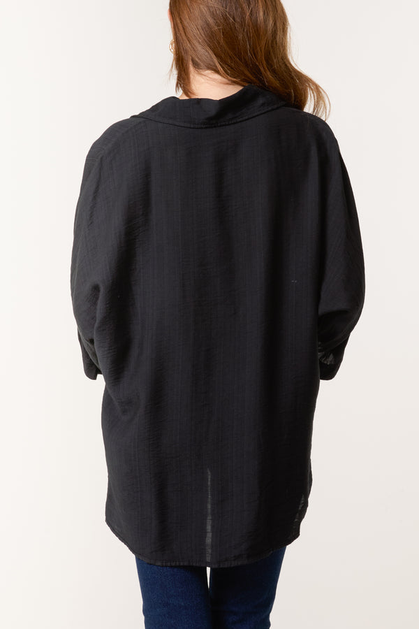 Qed London Lapel Collar Pleated Front Blouse