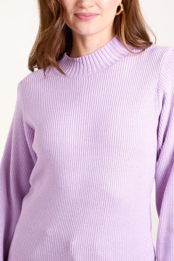 Qed London Lavender Soft Knit Round Neck Jumper