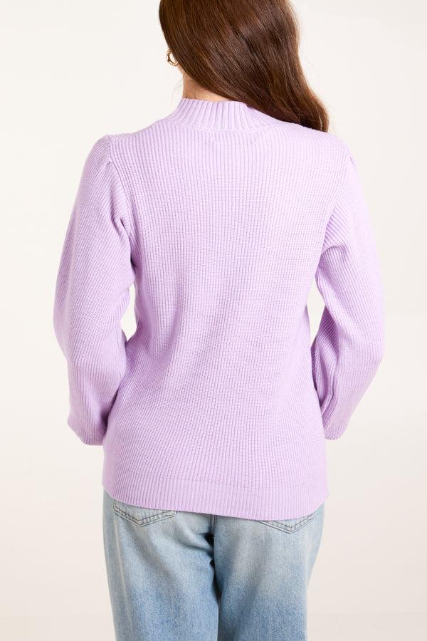 Qed London Lavender Soft Knit Round Neck Jumper