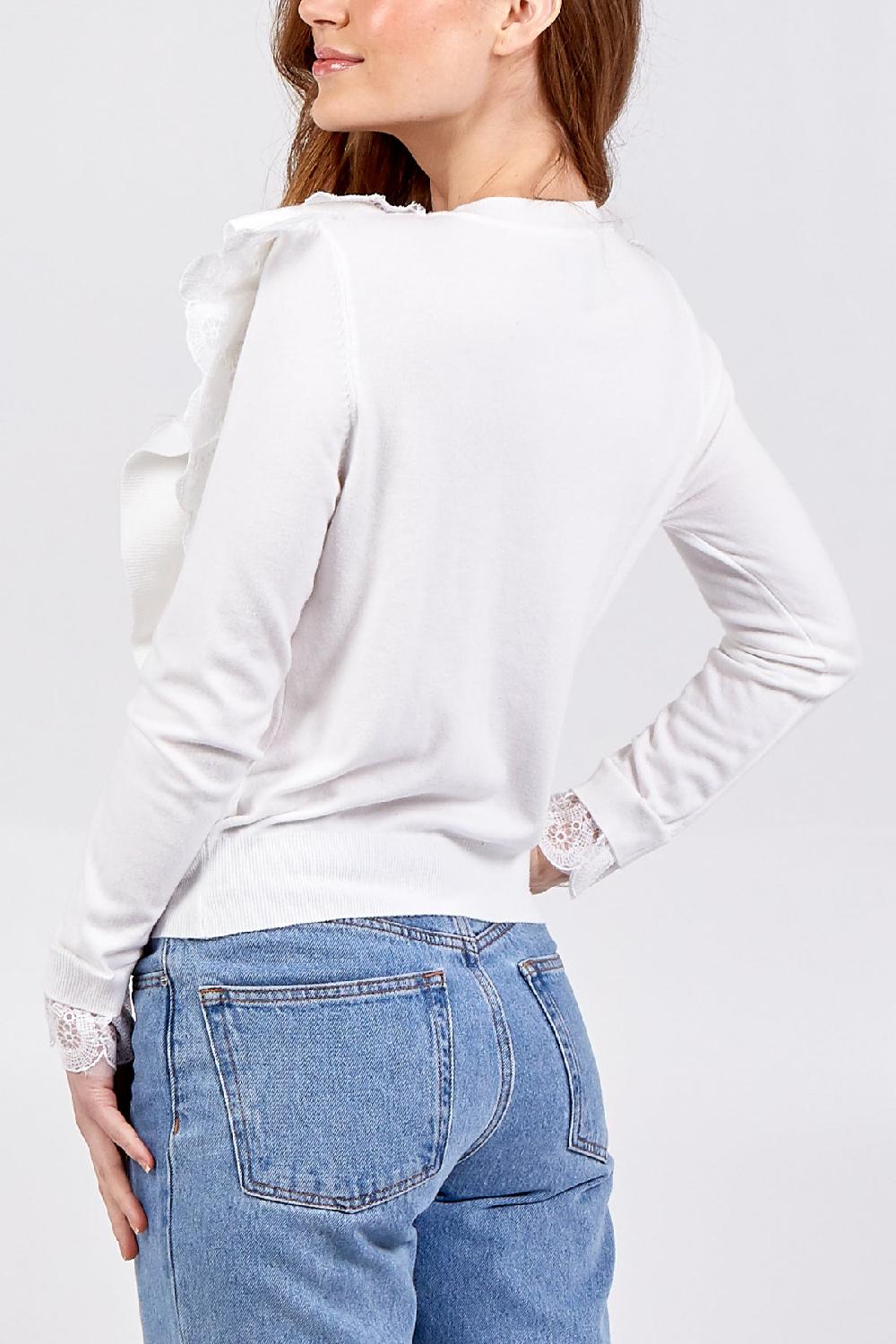 Qed London Layered Lace Front Top With Lace Cuff