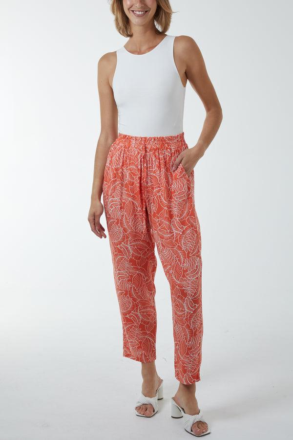 Qed London Leaf Print Capri Trousers
