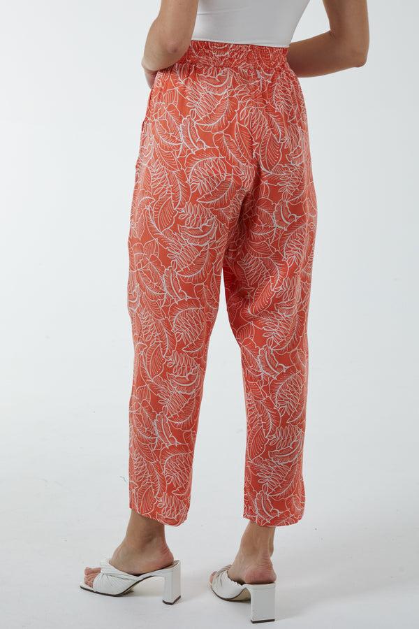 Qed London Leaf Print Capri Trousers