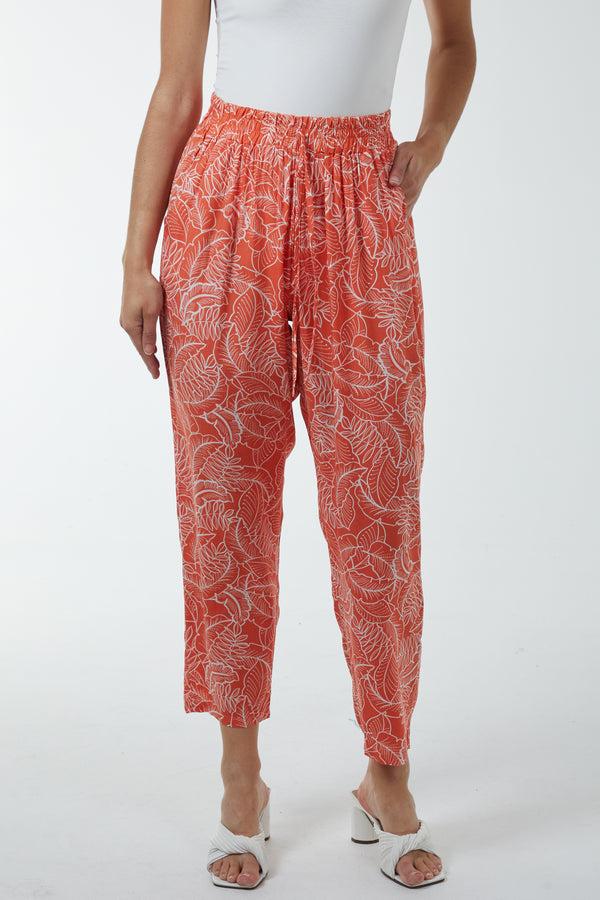 Qed London Leaf Print Capri Trousers