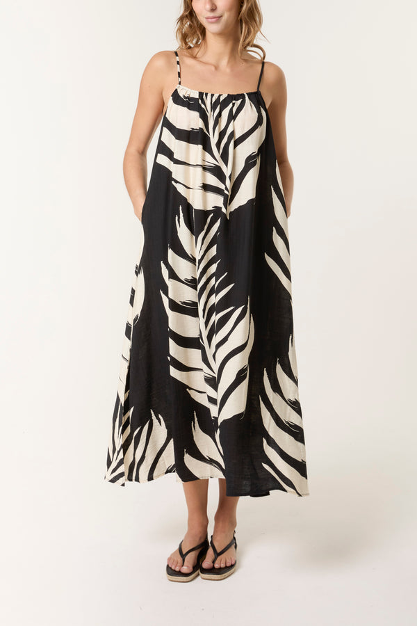 qed london Leaf Print Strappy Dress