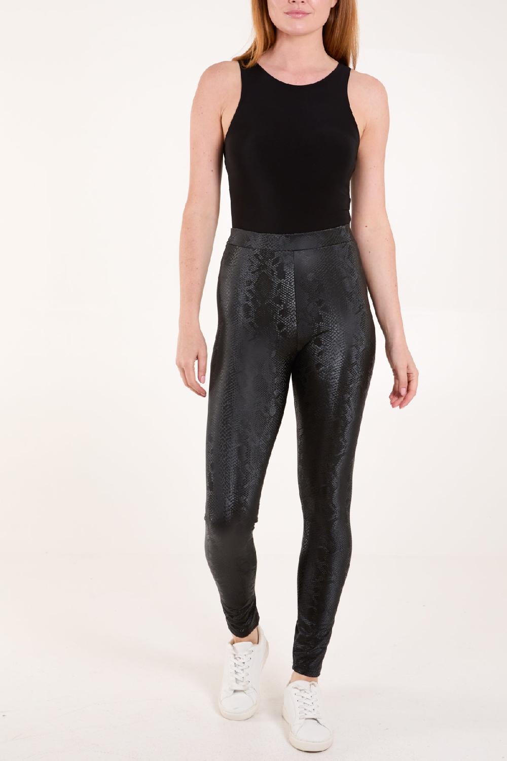 Qed London Leather Look Snake Legging